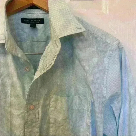 Banana Republic Men’s Slim Flex Fit Gingham Button down Size M - Picture 2 of 7